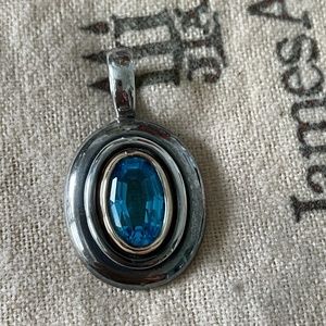 James Avery Classic Oval Pendant Blue Topaz